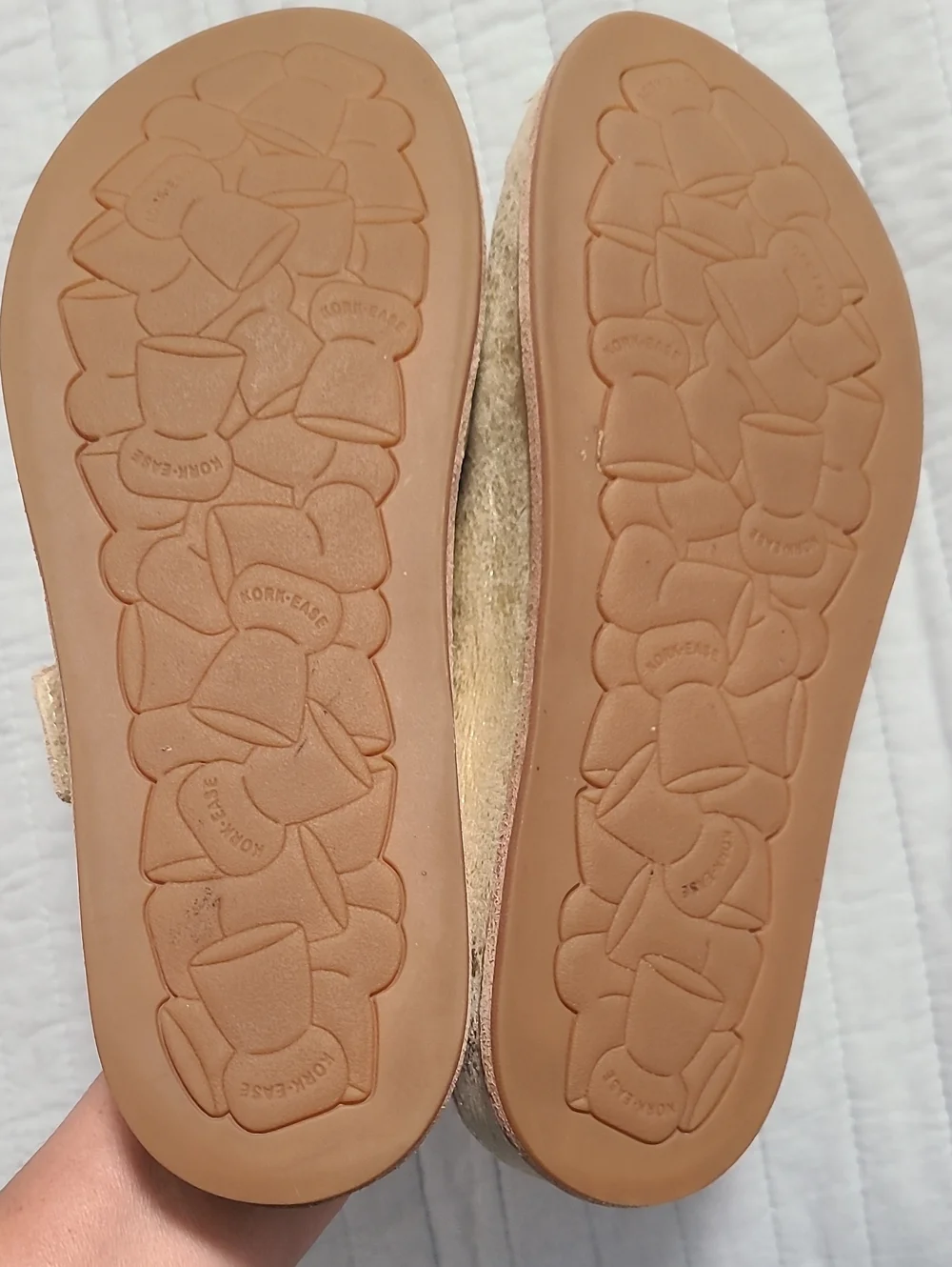 Korks Ease Women's Double Strap Platform Gold Sandals Sz 9M